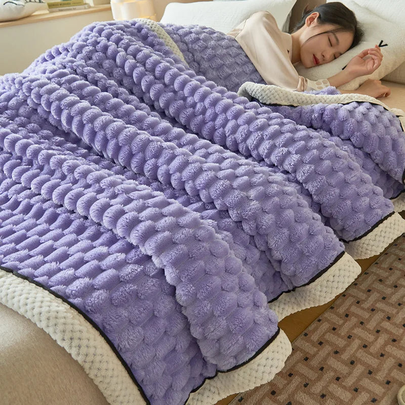 DecorBites™ Cozy Taffeta Velvet Blanket - Soft Plush Fluffy Warm Comforter for Bedroom